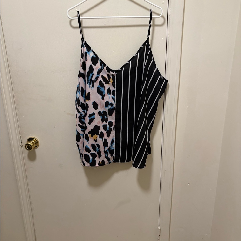 SHEIN Blue and White Asymmetrical Camisole Top